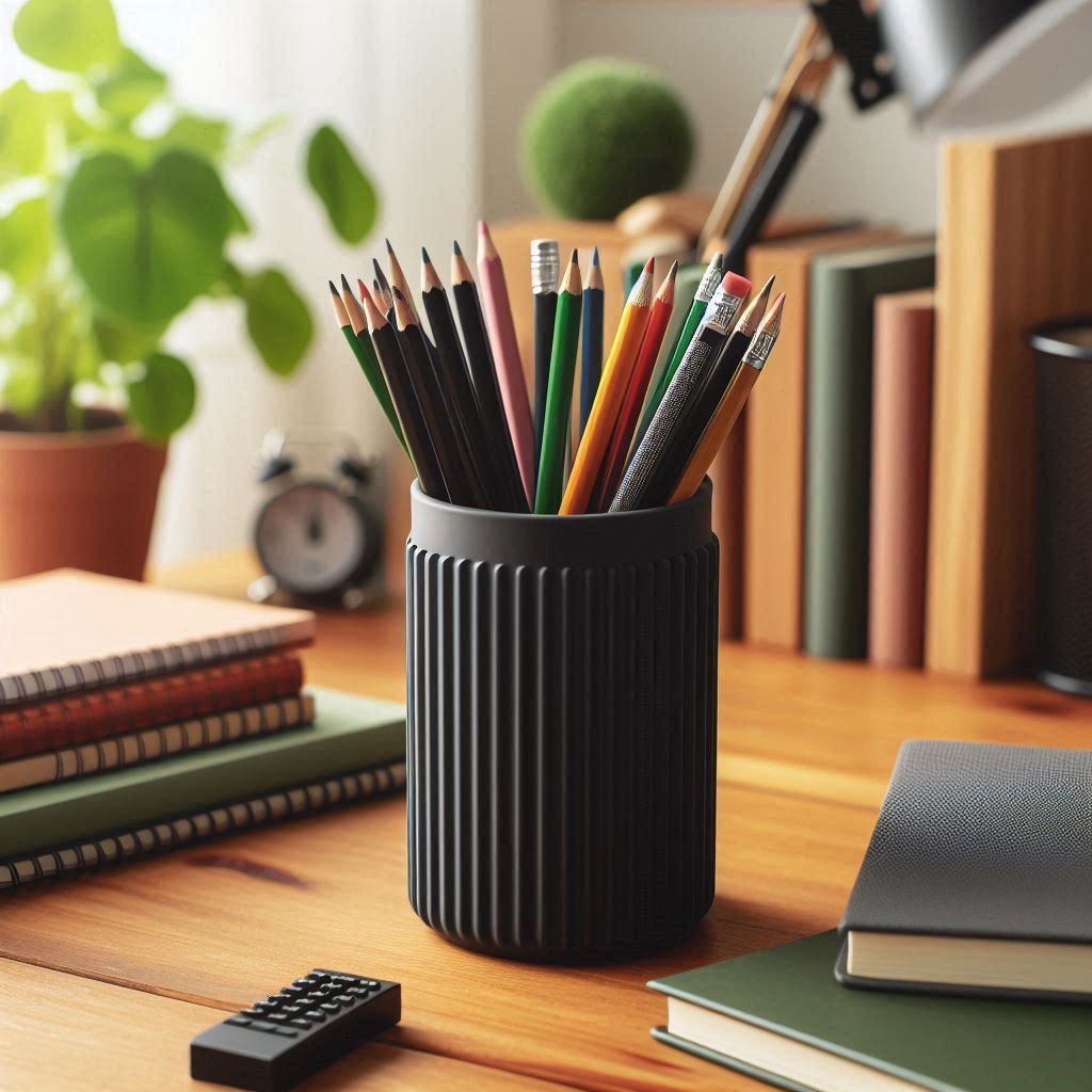 Modern Ribbed Pencil Holder – Stationery Organizer for Desk