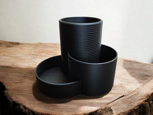 3-in-1 Desk Organizer – Modern Pen & Stationery Holder | Minimalist Black Finish
