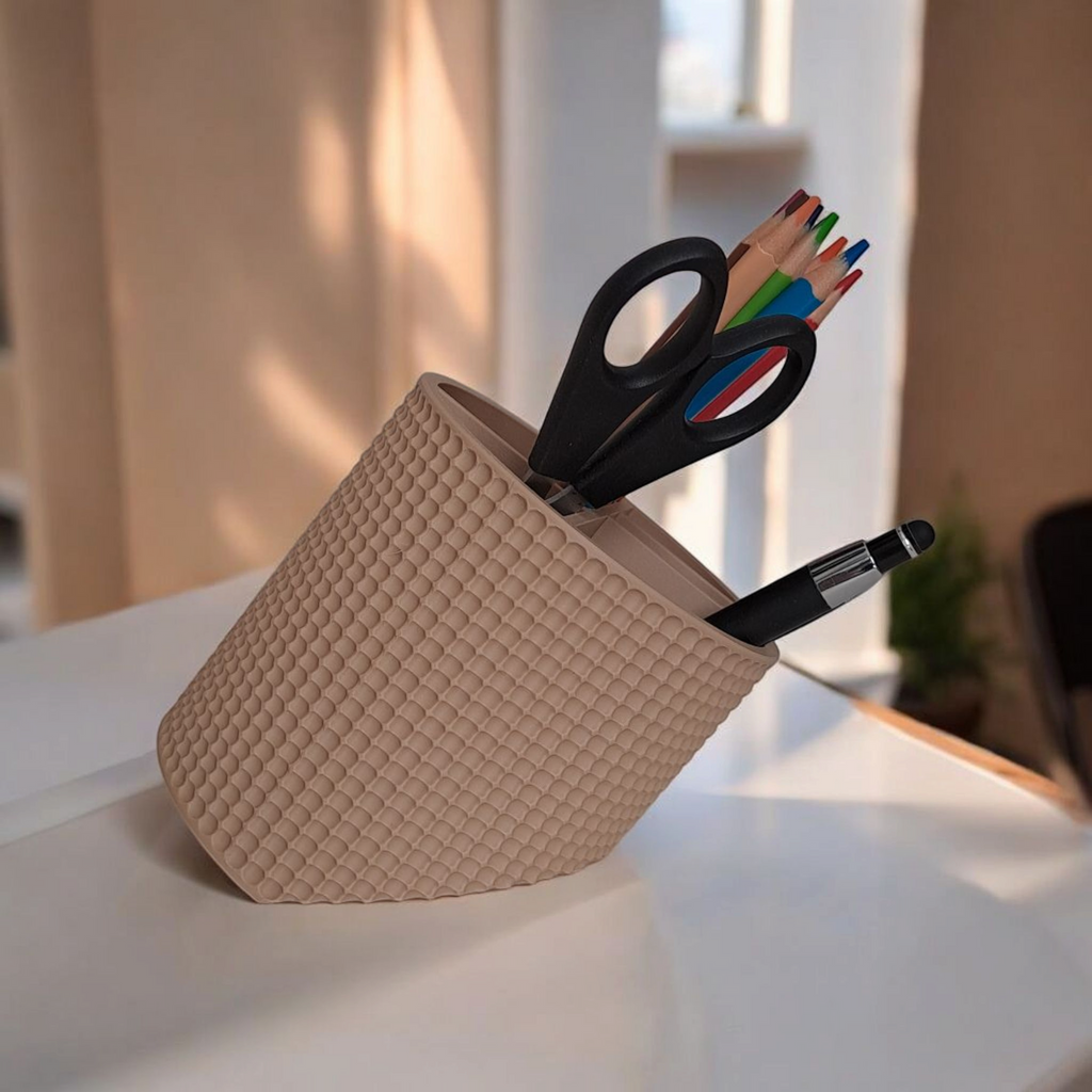 Multi-Compartment Pen & Stationery Holder – Textured Finish